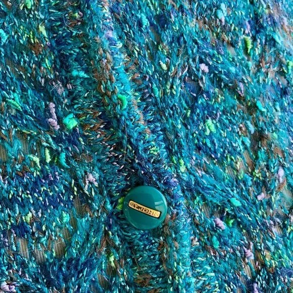 ST. JOHN LADIES COLORFUL MINGLED WOOL BLEND CARDIGAN SWEATER NWOT S - Picture 4 of 10